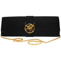 Roberto Cavalli Black Satin Clutch Bag