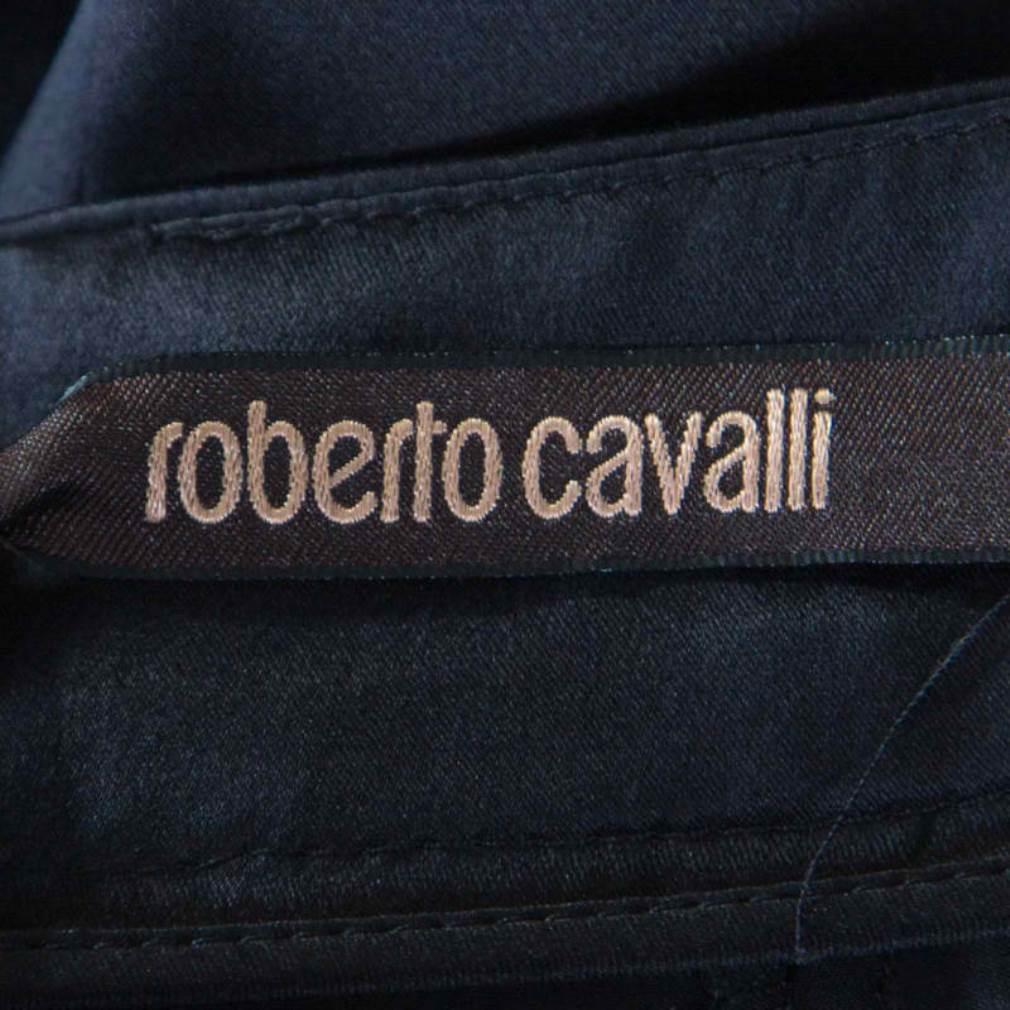 Roberto Cavalli Black Satin Maxi Skirt S 2