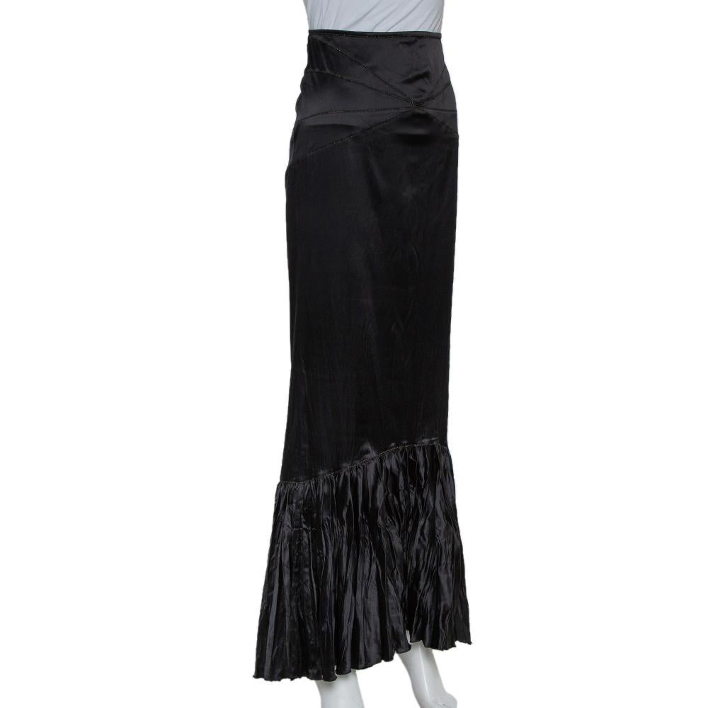 black satin maxi skirt