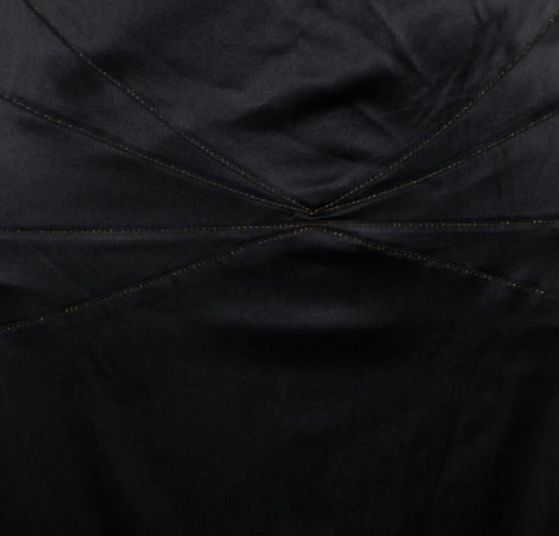 Roberto Cavalli Black Satin Ruffle Hem Detail Maxi Skirt M For Sale 2