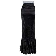 Roberto Cavalli Black Satin Ruffle Hem Detail Maxi Skirt M