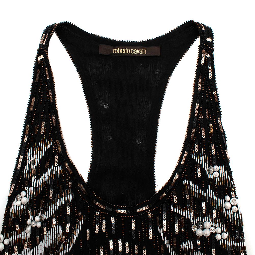 Roberto Cavalli Schwarzes, mit Pailletten verziertes Minikleid US4 für Damen oder Herren im Angebot
