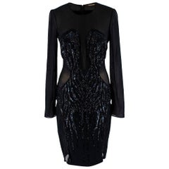 Roberto Cavalli Black Sequin Embellished Sheer Dress - Size US 4