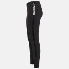 Roberto Cavalli Black Sequin Jersey Leggings M