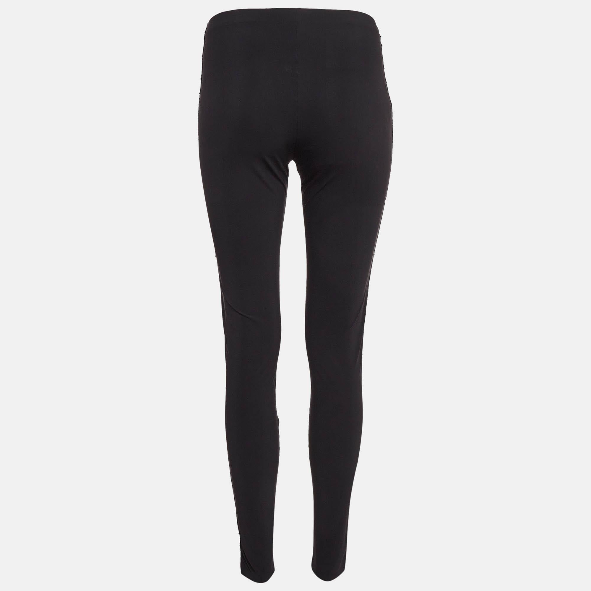 Roberto Cavalli Black Sequin Jersey Leggings M In Good Condition For Sale In Dubai, Al Qouz 2
