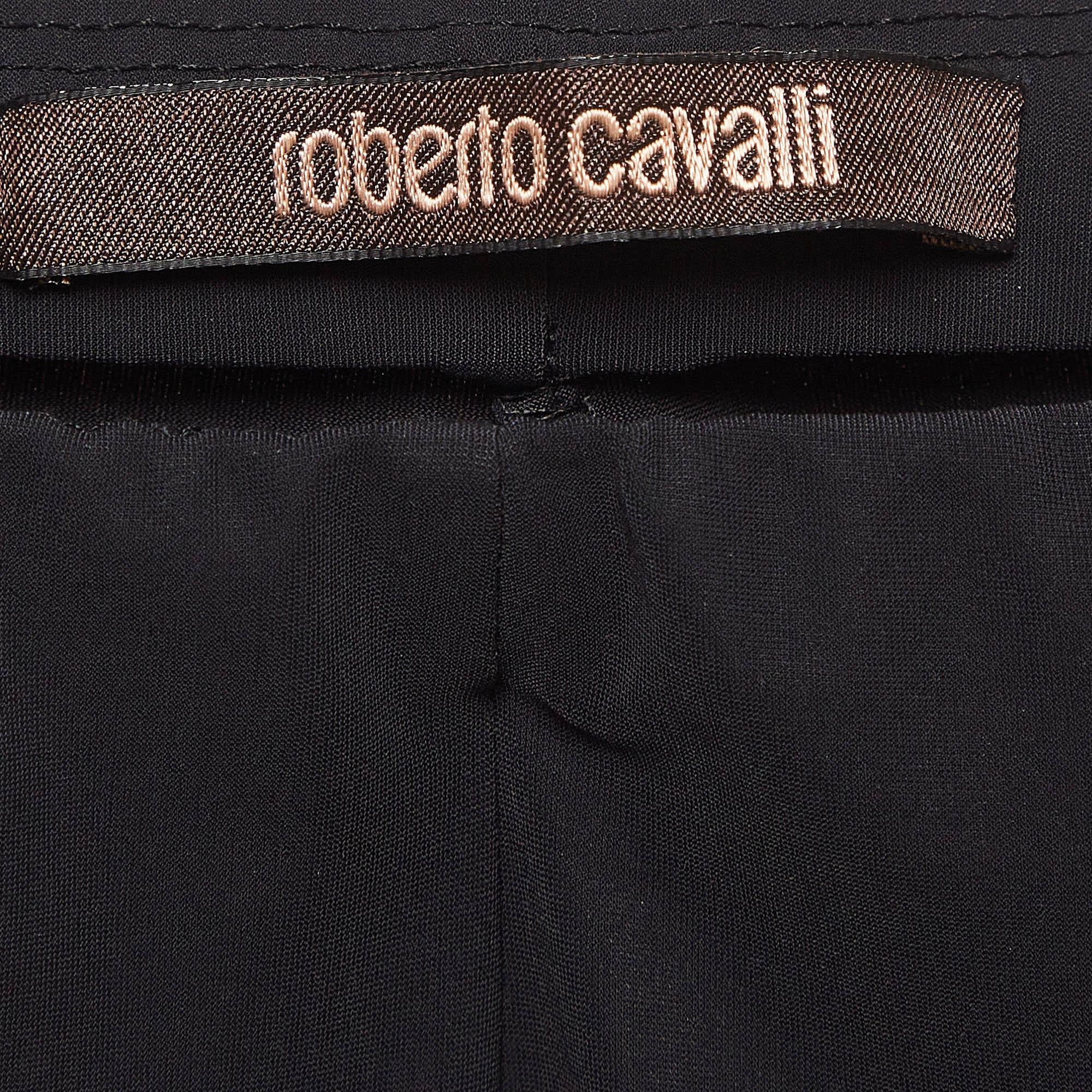 Roberto Cavalli Black Sequin Jersey Leggings M For Sale 1