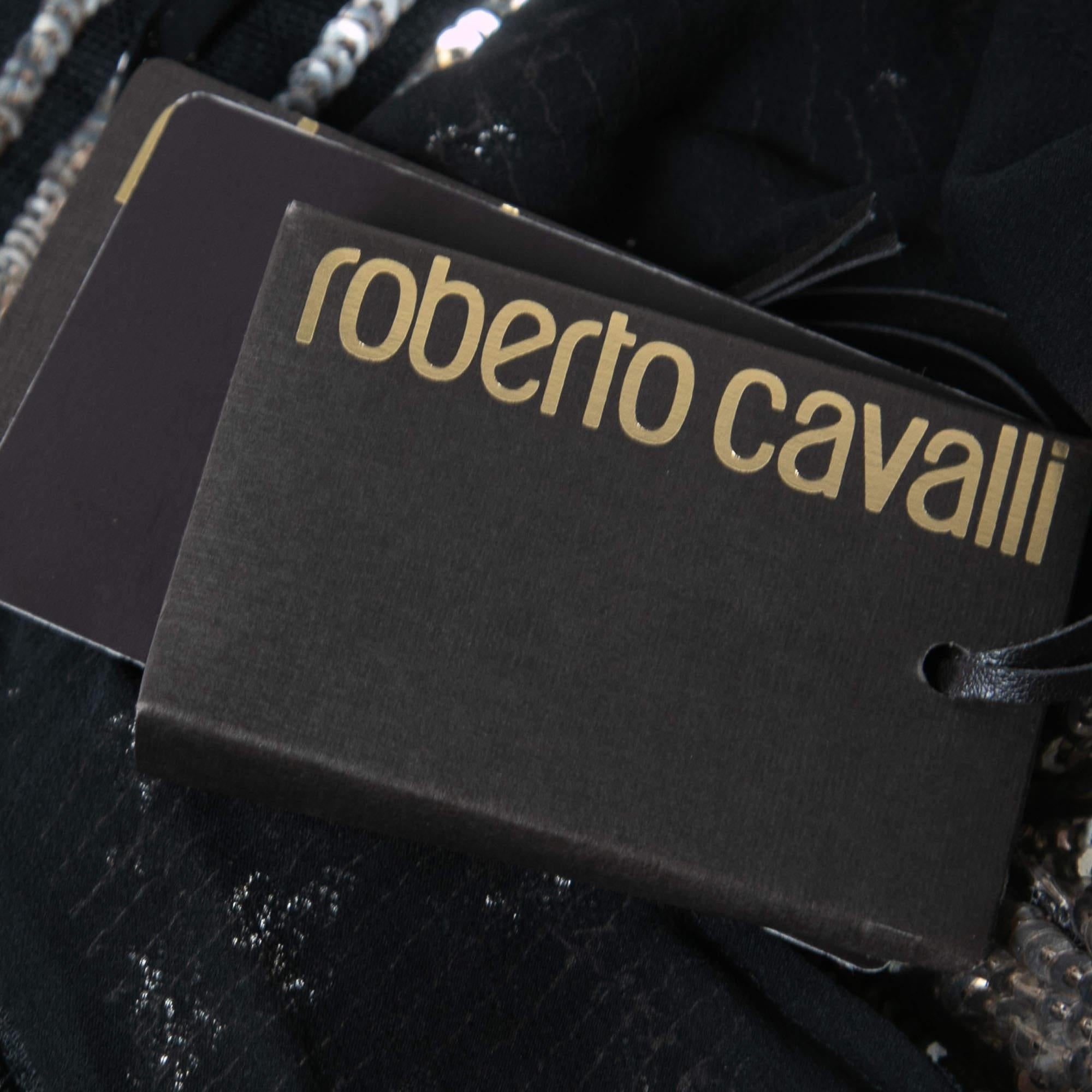 Roberto Cavalli Black Sequined Cutout Sleeveless Gown 2