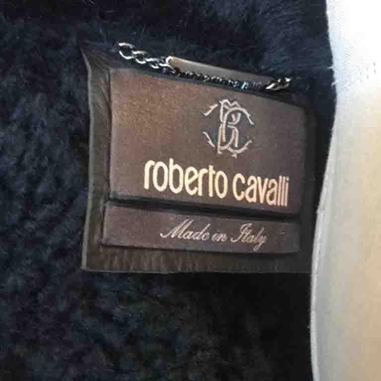 Roberto Cavalli Black Shearling Fringe Jacket For Sale 7