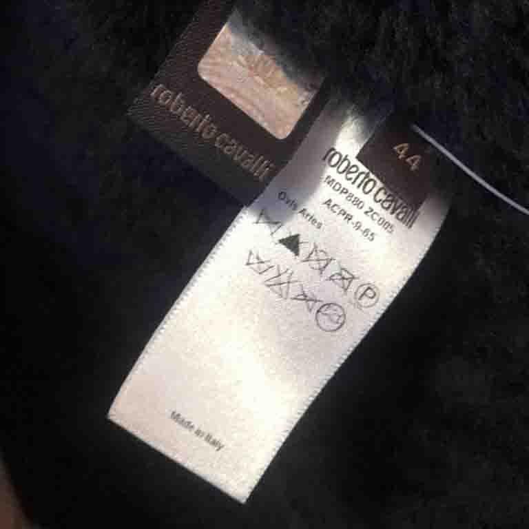 Roberto Cavalli Black Shearling Fringe Jacket For Sale 8