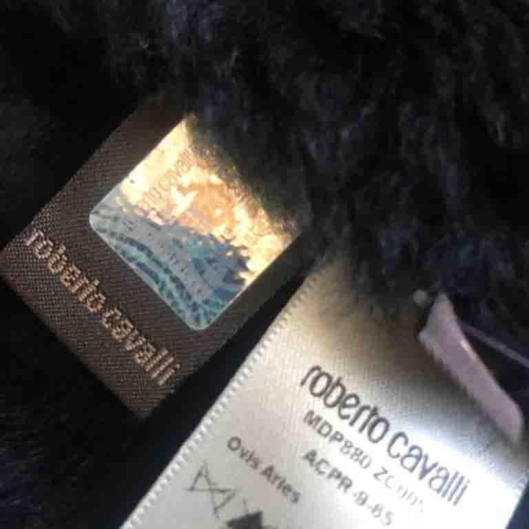 Roberto Cavalli Black Shearling Fringe Jacket For Sale 11