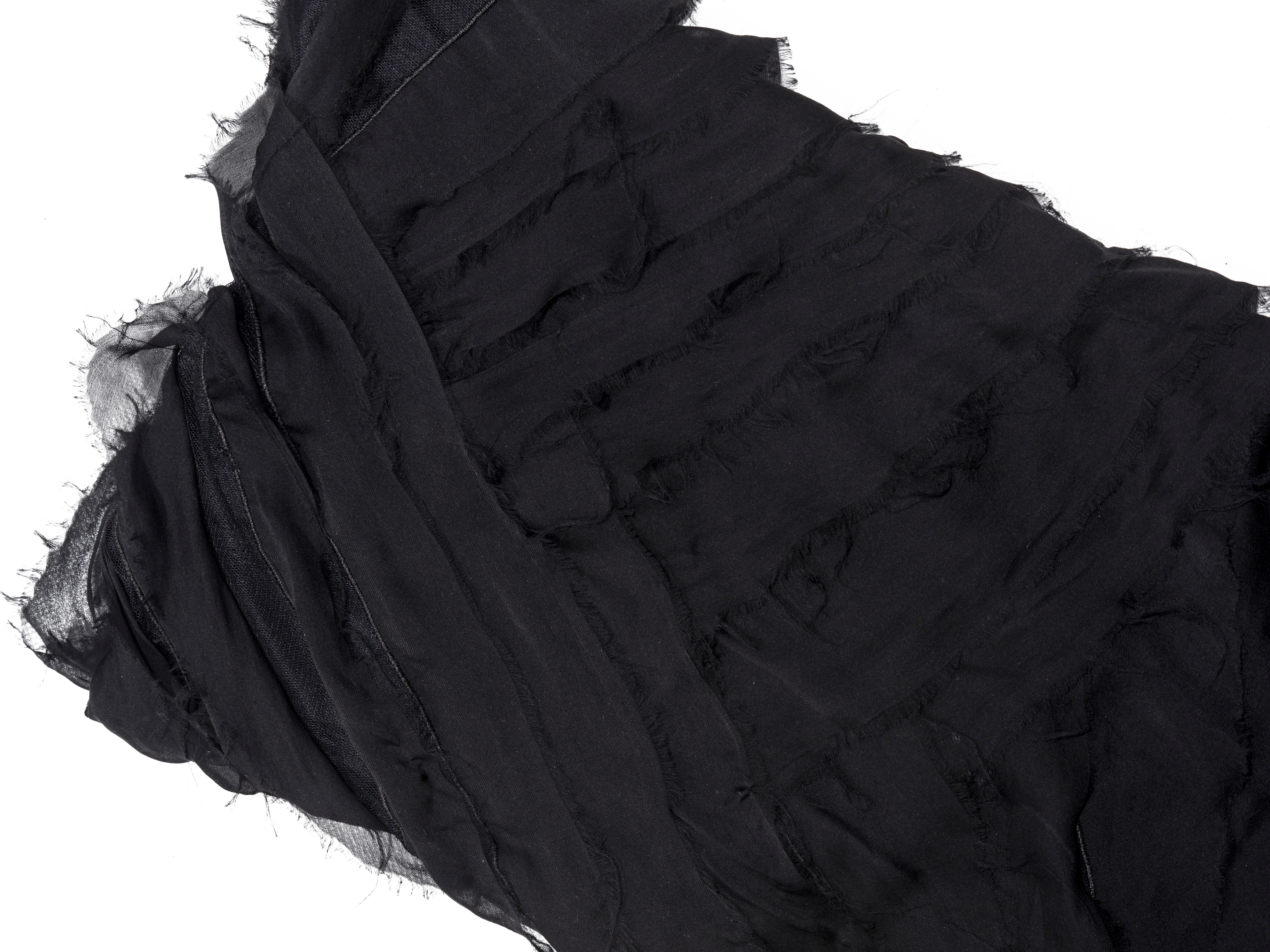 Black Roberto Cavalli black shredded silk strapless evening dress with train, fw 2001 For Sale