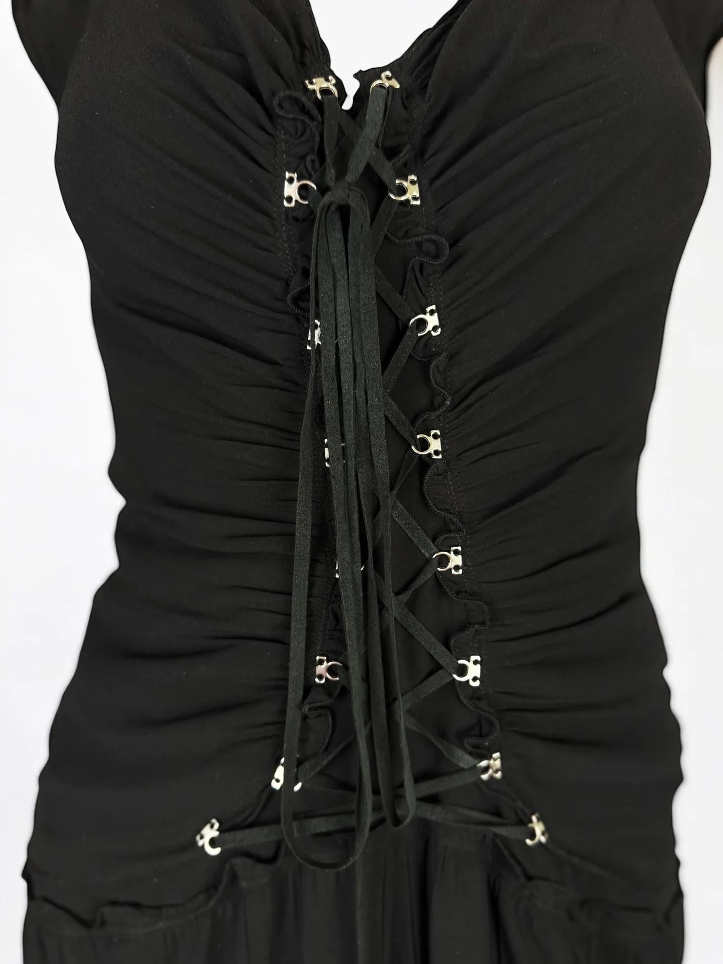 Roberto Cavalli Black Silk Corset Dress, 2003 In Good Condition For Sale In Marlborough, GB