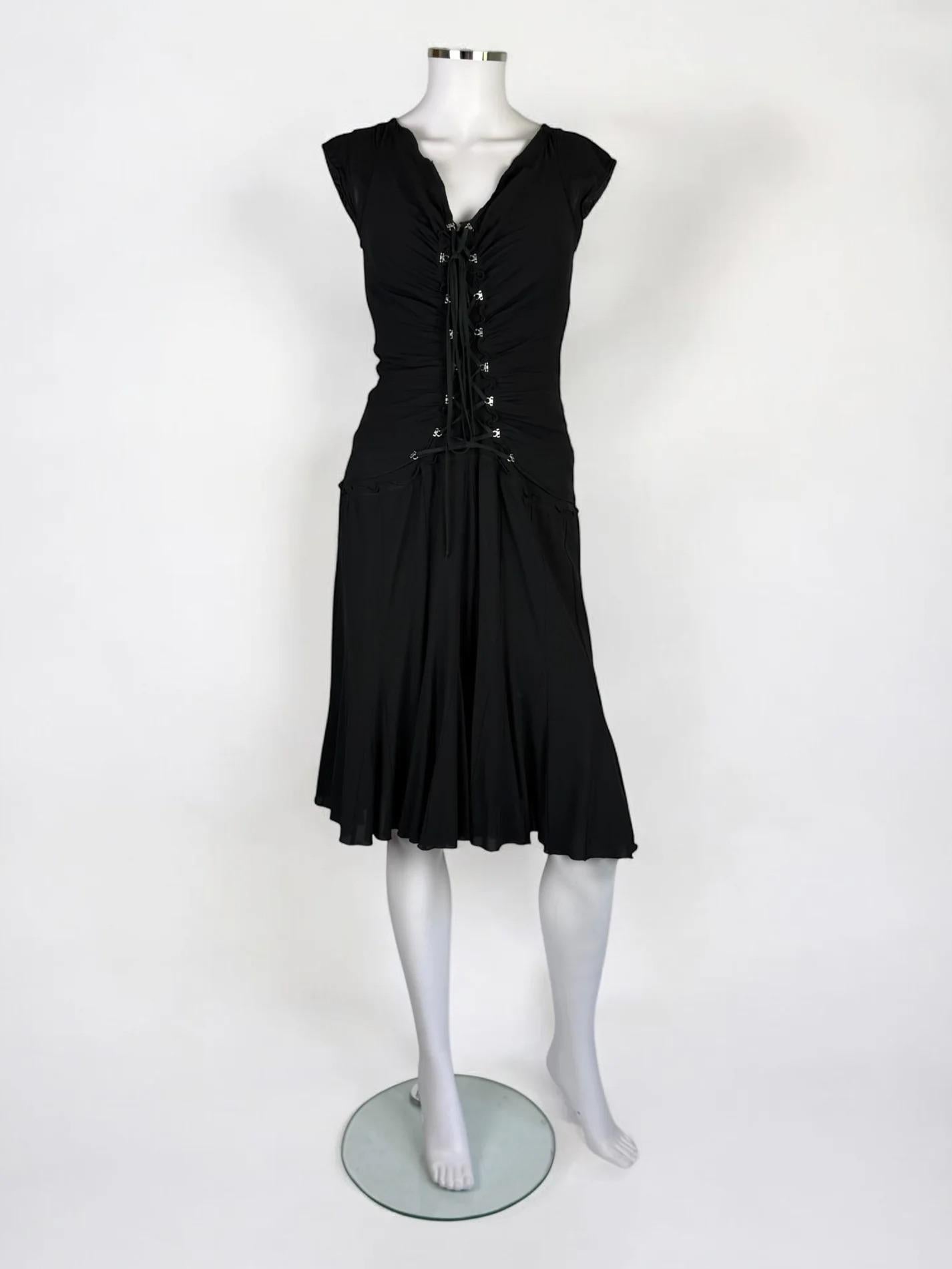 Women's Roberto Cavalli Black Silk Corset Dress, 2003 For Sale