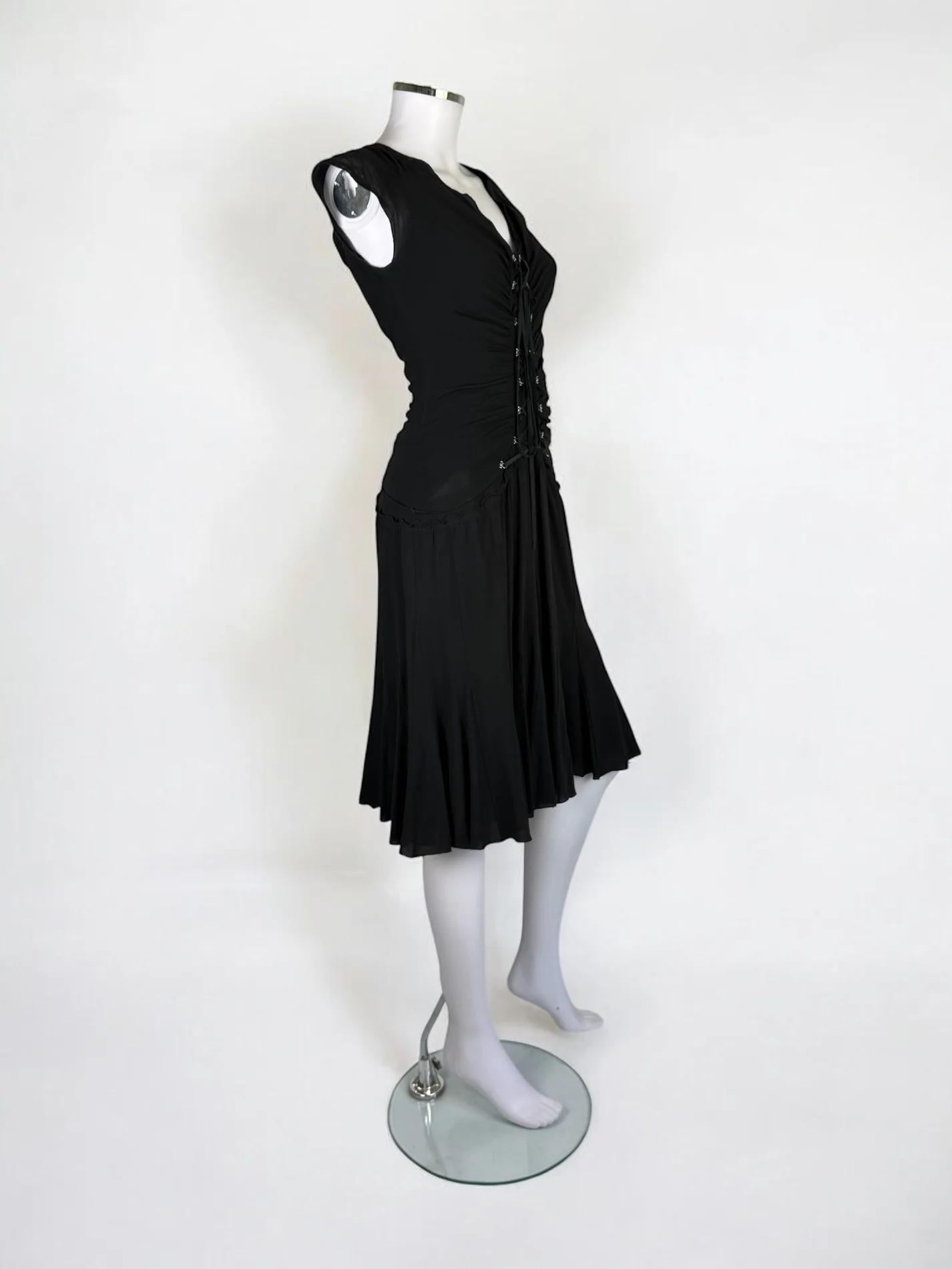 Roberto Cavalli Black Silk Corset Dress, 2003 For Sale 1