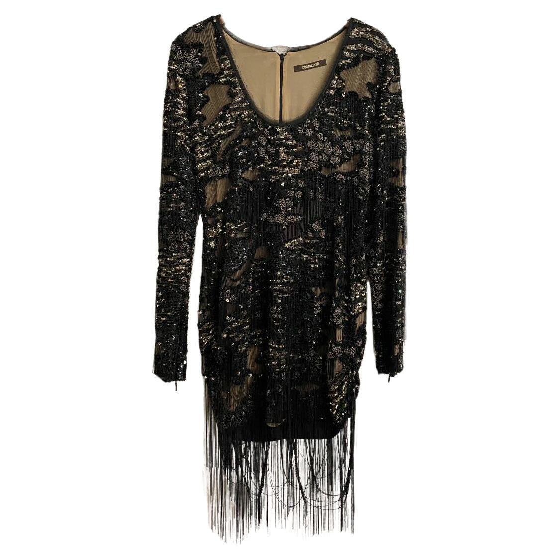 ROBERTO CAVALLI Abito da sera in seta nera  42 - 6