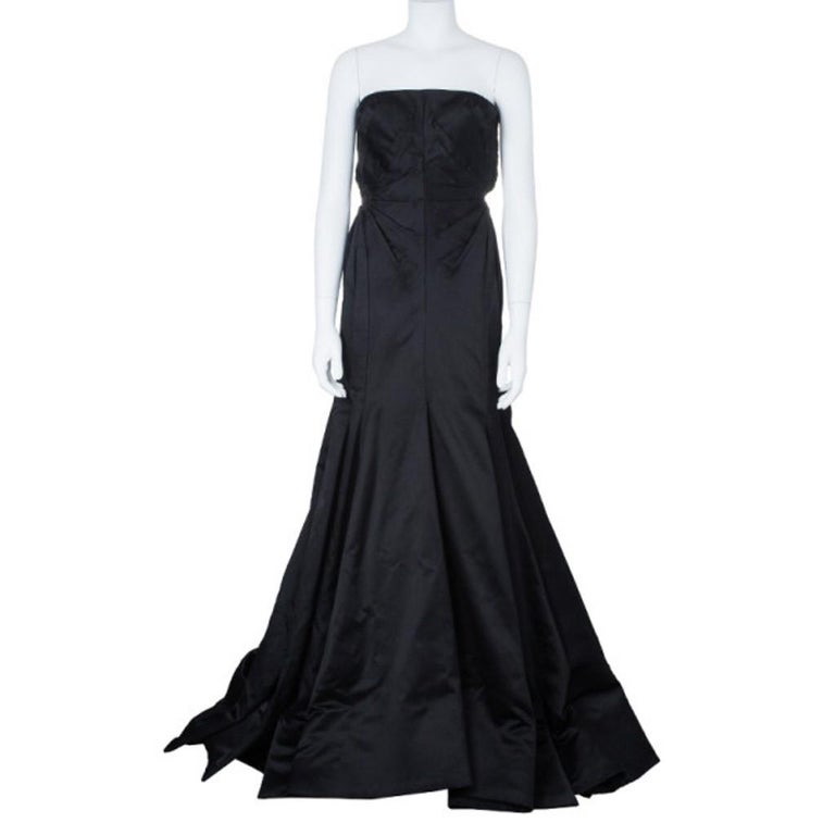 Roberto Cavalli Black Silk Evening Gown M For Sale at 1stDibs