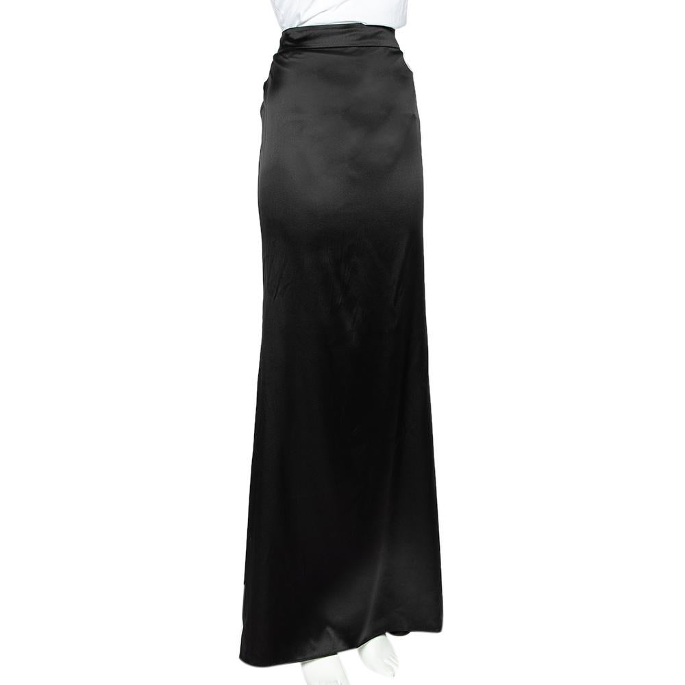 black maxi satin skirt