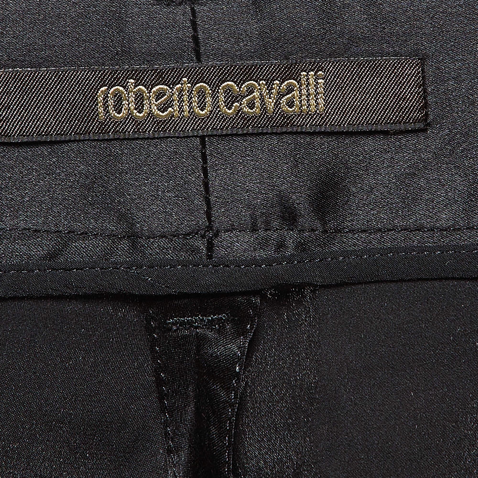 Women's Roberto Cavalli Black Silk Pleated Shorts M