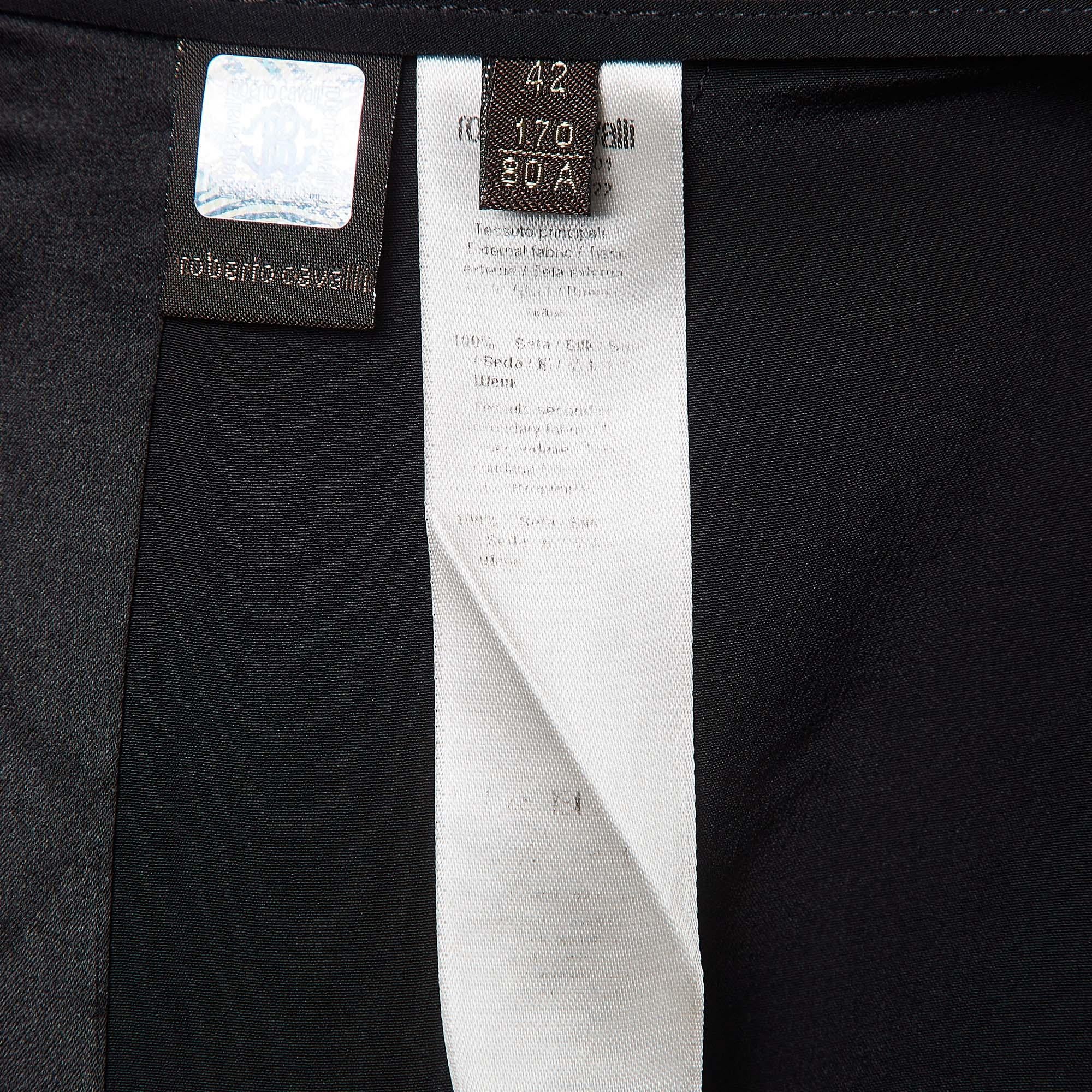 Roberto Cavalli Black Silk Pleated Shorts M 1