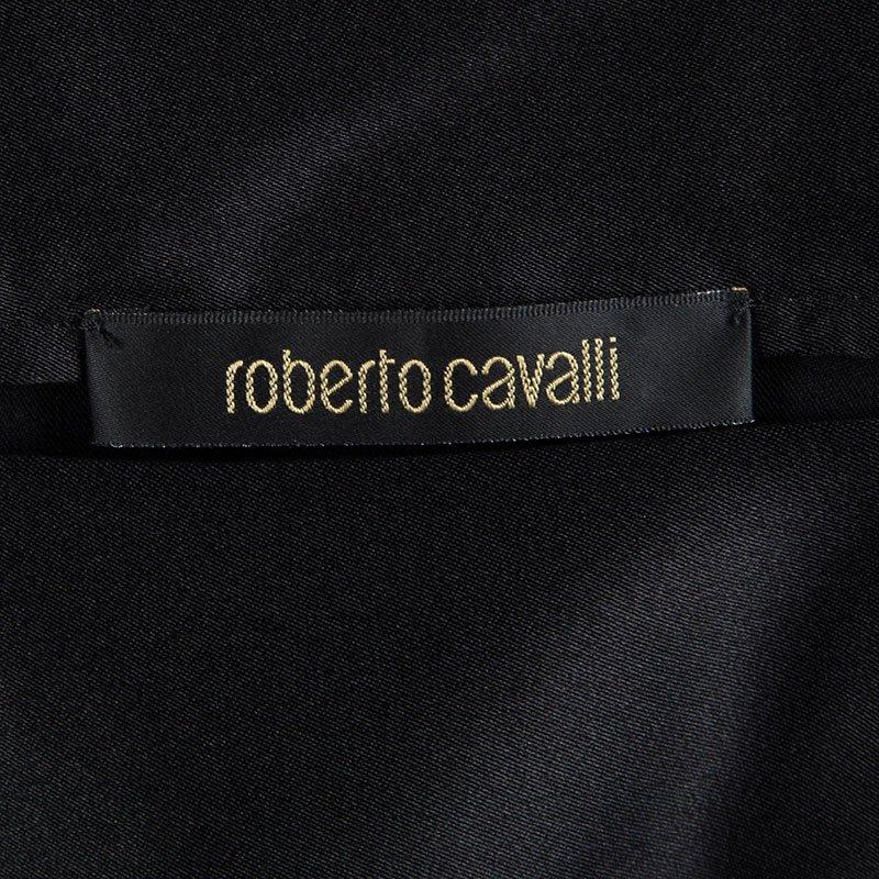 Roberto Cavalli Black Silk Scallop Lace Detail Sleeveless Dress S 1