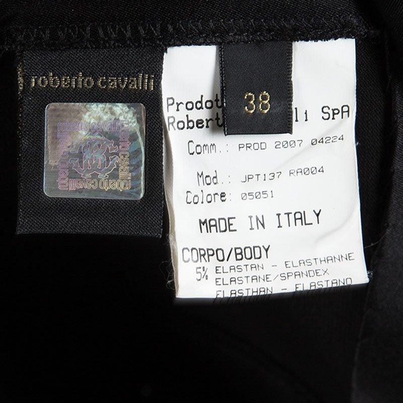 Roberto Cavalli Black Silk Scallop Lace Detail Sleeveless Dress S 2