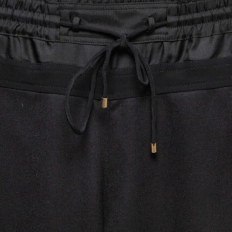 Nero Roberto Cavalli - Joggers neri con bordi in seta e lana elasticizzati in vita S in vendita