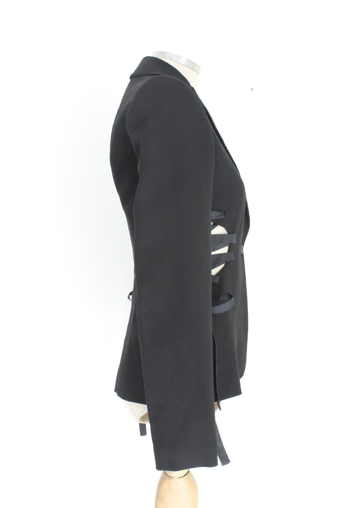 Black Roberto Cavalli black Silk Wool Evening Cut Out Blazer 2000s