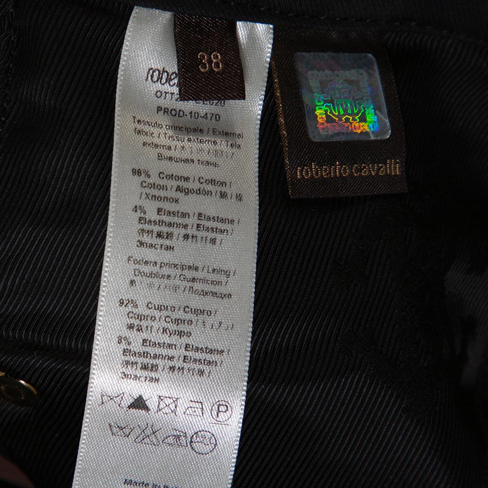 Roberto Cavalli Schwarze ausgestellte Hose aus Stretch-Baumwolle S 1