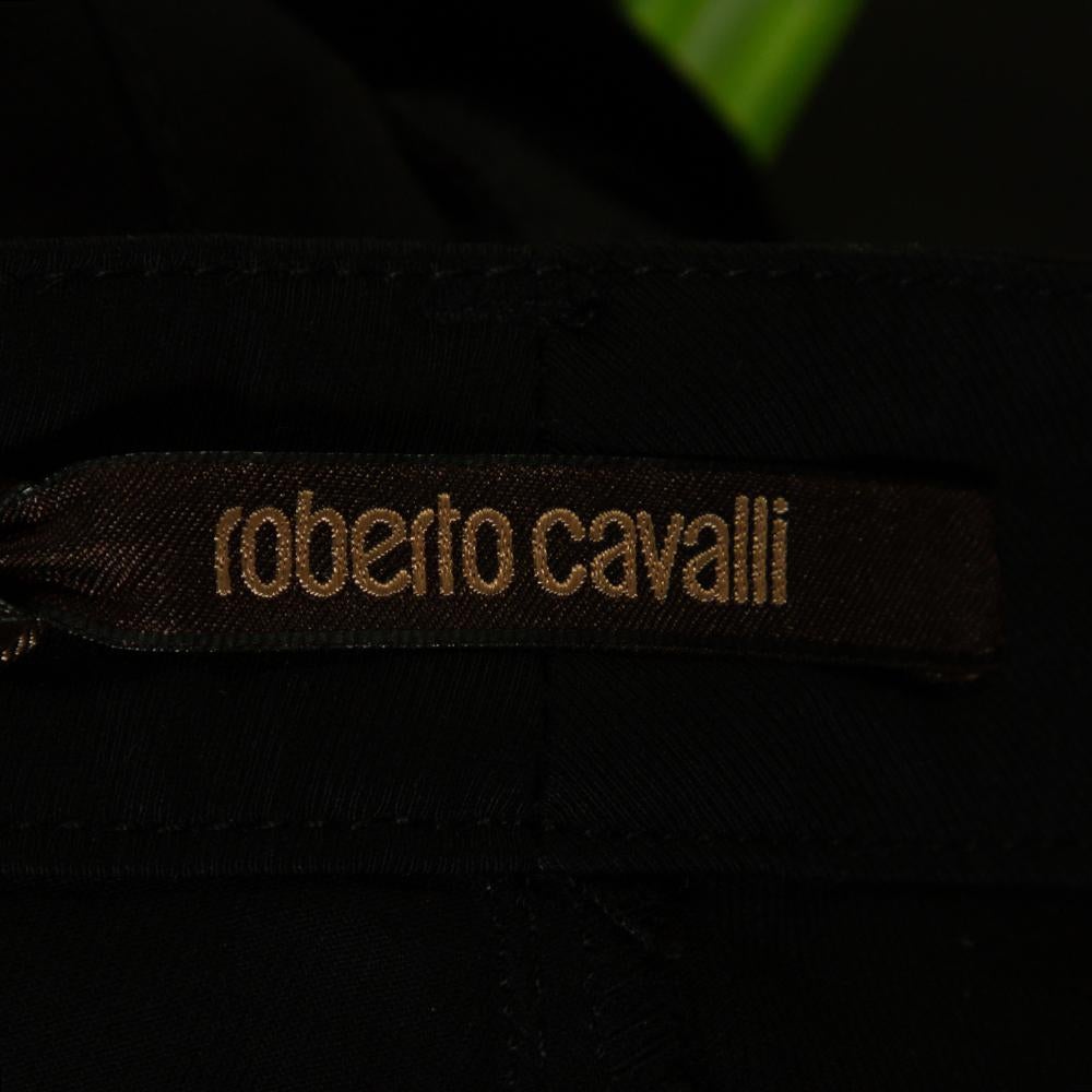 Roberto Cavalli Black Stretch Cotton Flared Pants S 1