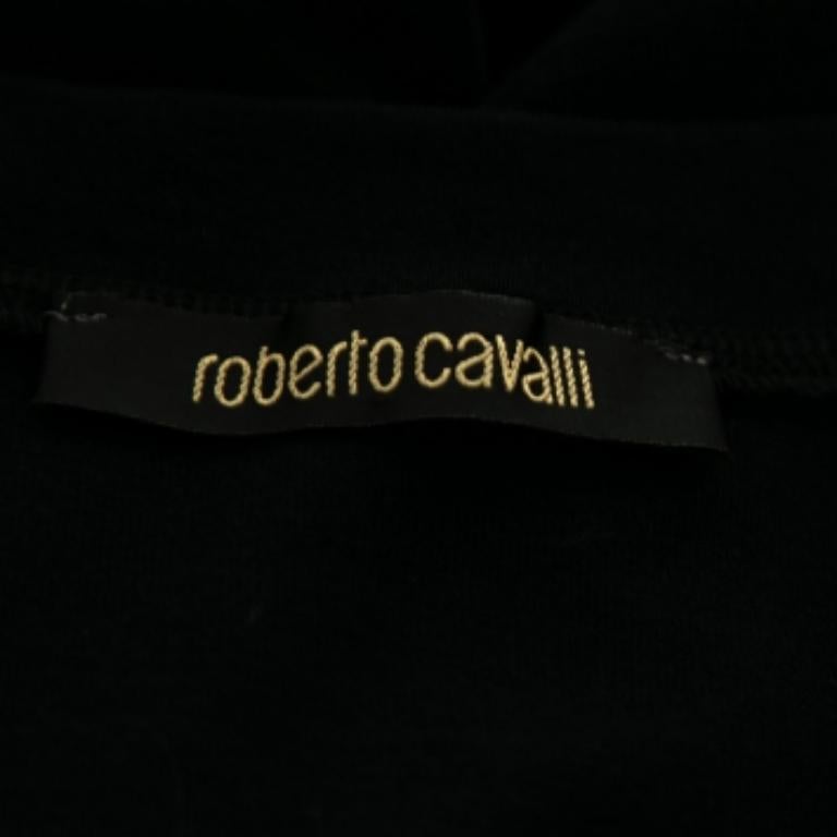 Roberto Cavalli Black Stretch Cotton Printed Tank Top L Pour femmes en vente