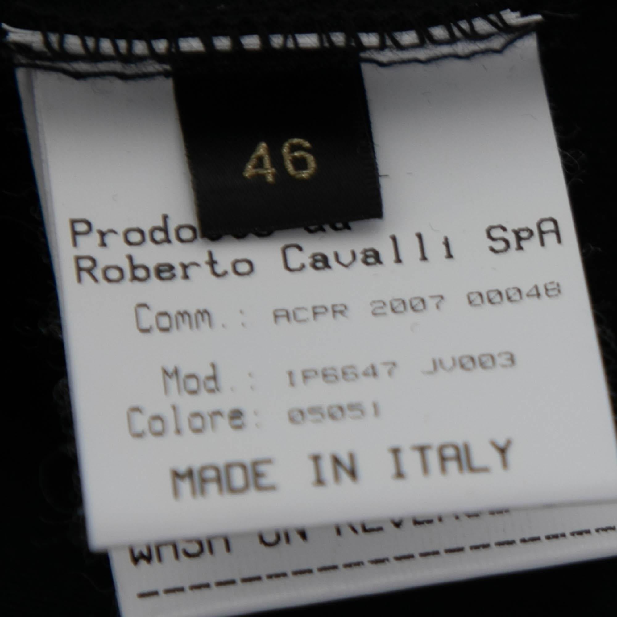 Roberto Cavalli Black Stretch Cotton Printed Tank Top L Pour femmes en vente