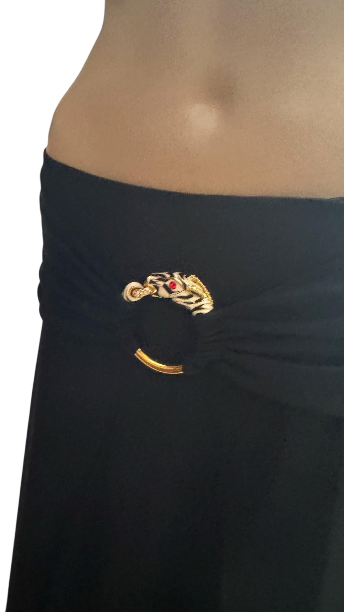 Roberto Cavalli Black Stretch Skirt with Jeweled Zebra Buckle im Angebot 1
