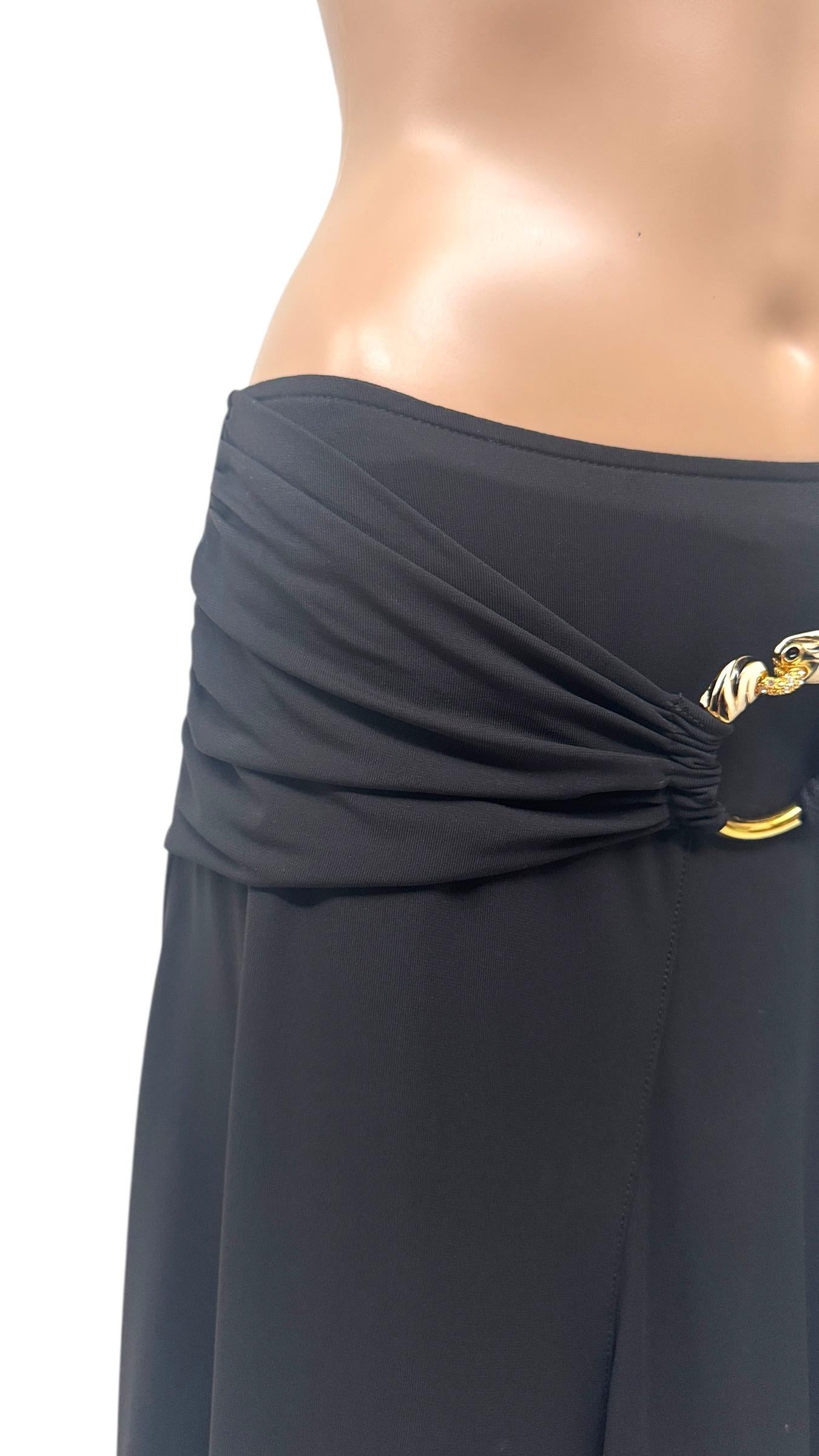 Roberto Cavalli Black Stretch Skirt with Jeweled Zebra Buckle im Angebot 2