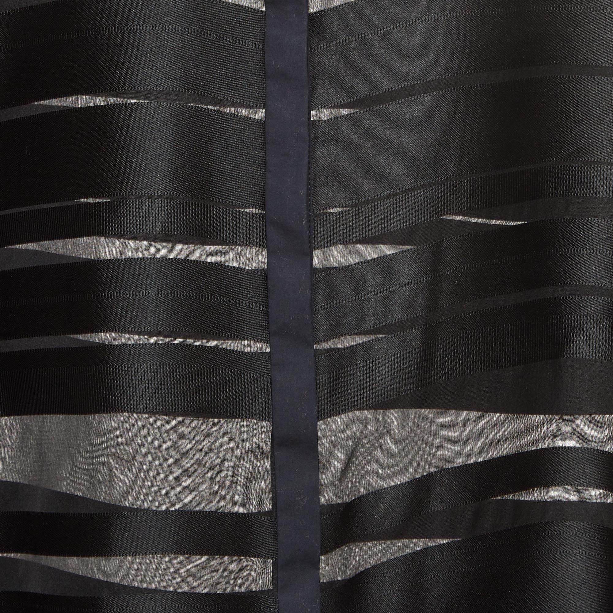 Roberto Cavalli Black Stripe Silk Blend Sheer Shirt S In Good Condition For Sale In Dubai, Al Qouz 2
