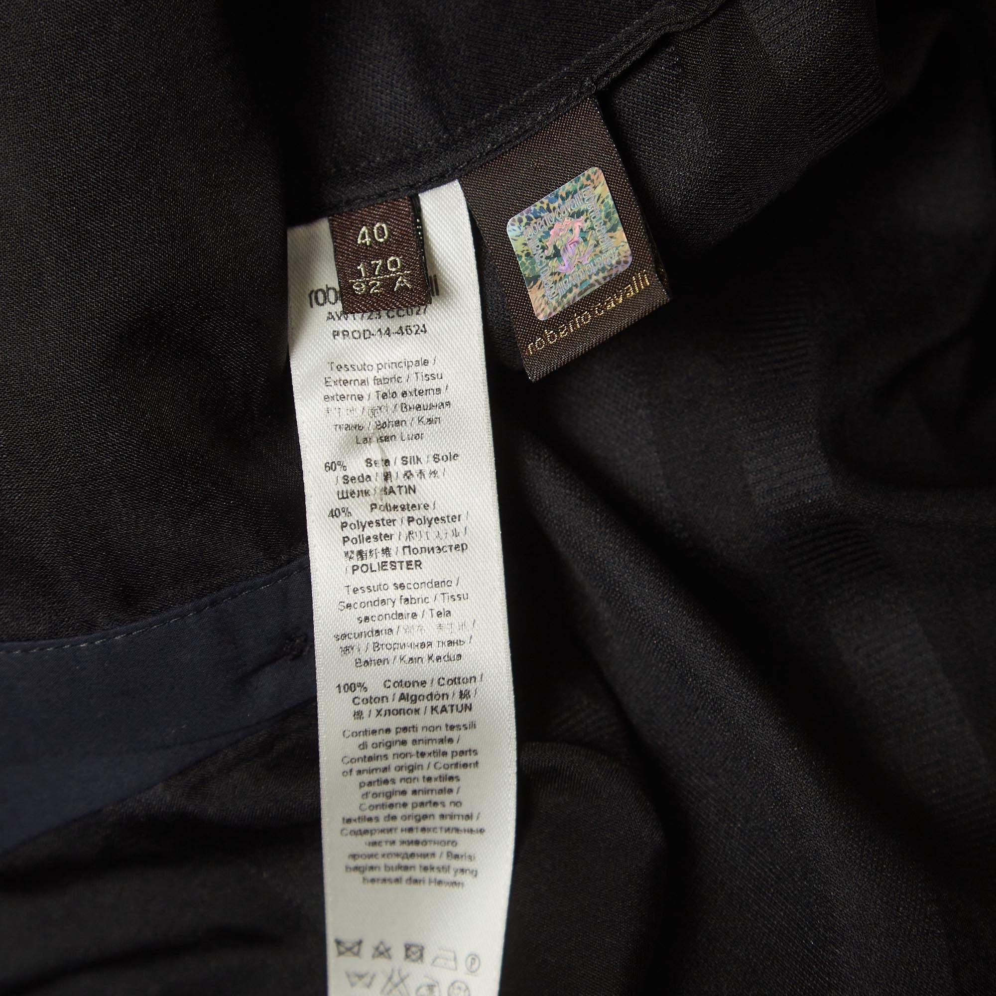 Roberto Cavalli Black Stripe Silk Blend Sheer Shirt S For Sale 1