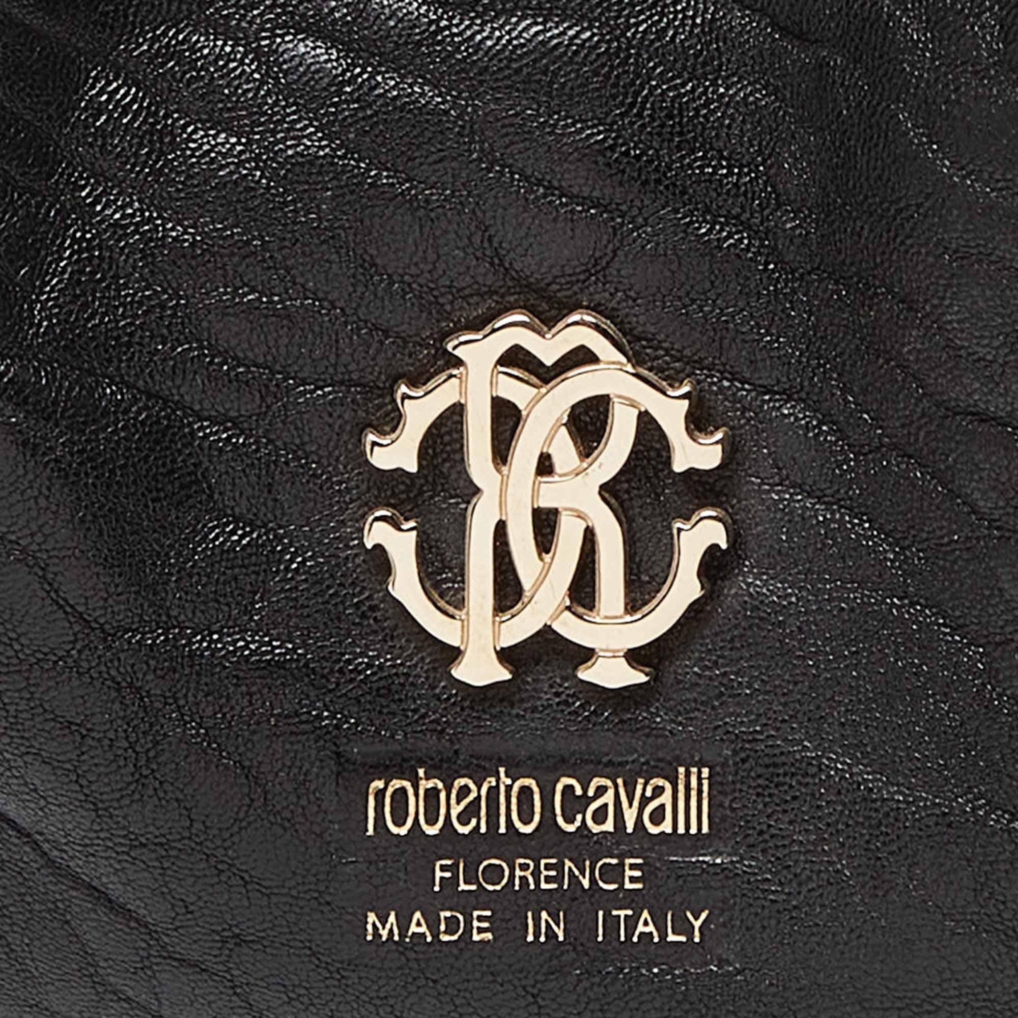 Roberto Cavalli Black Studded Leather Satchel 6