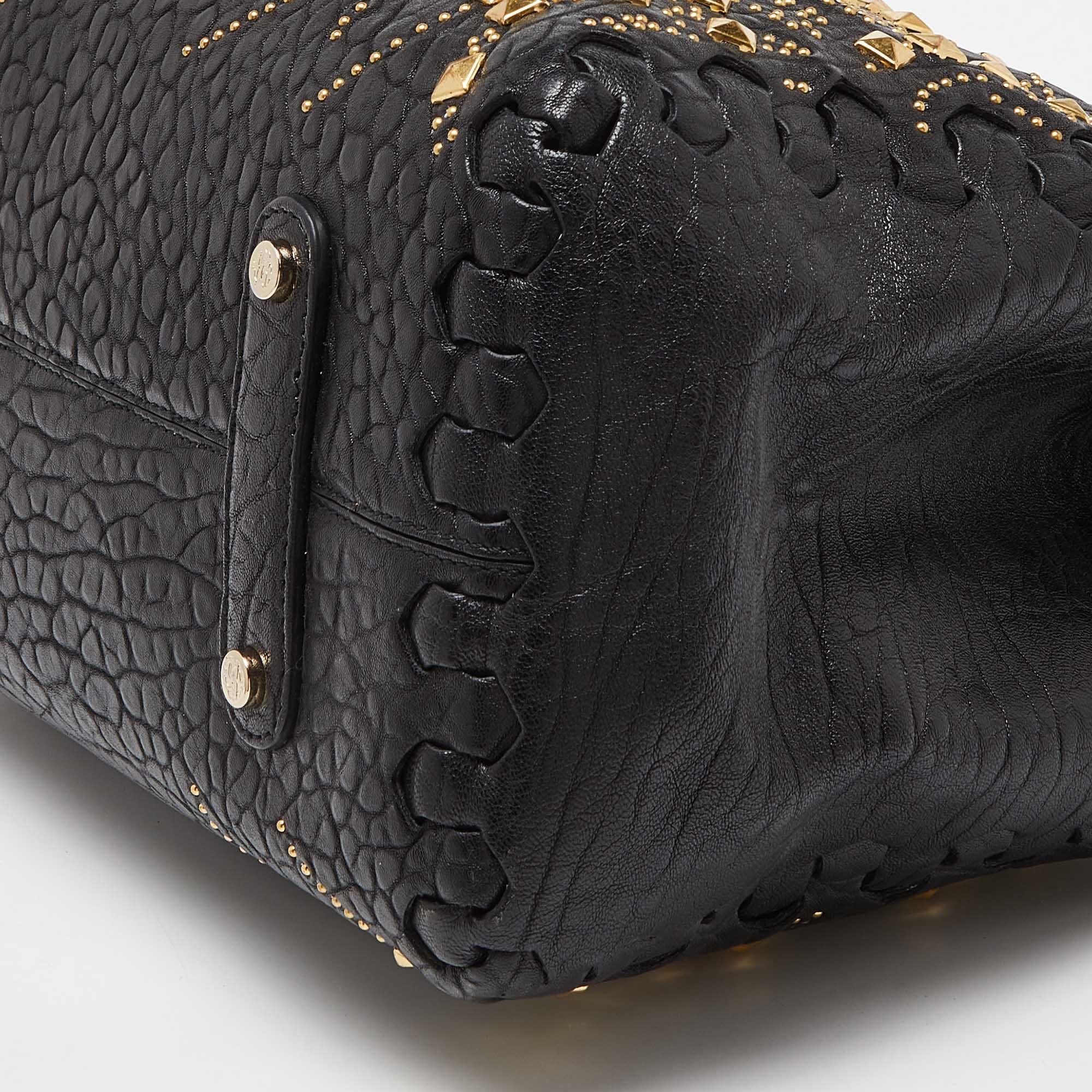Roberto Cavalli Black Studded Leather Satchel 7