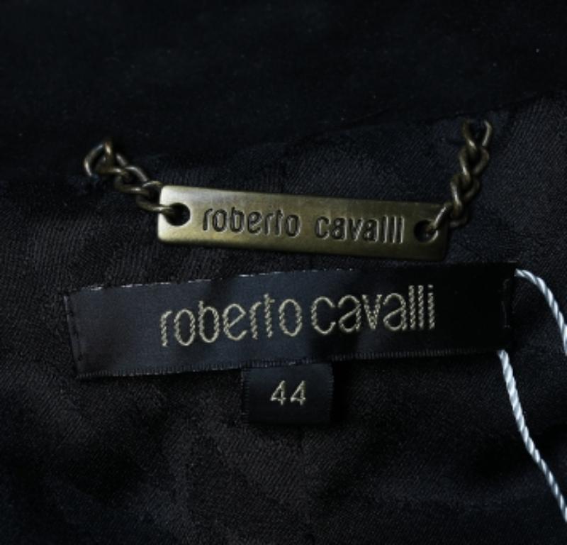 Roberto Cavalli Black Studded Suede Zip Front Ruched Jacket M en vente 1