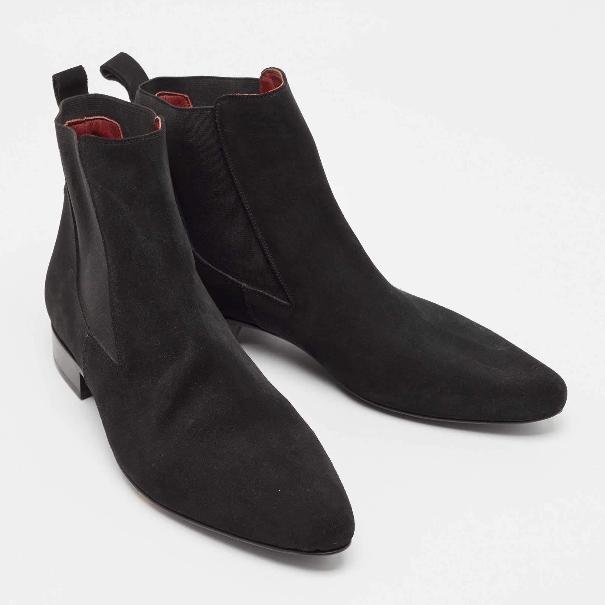 Men's Roberto Cavalli Black Suede Ankle Length Boots Size 42 For Sale