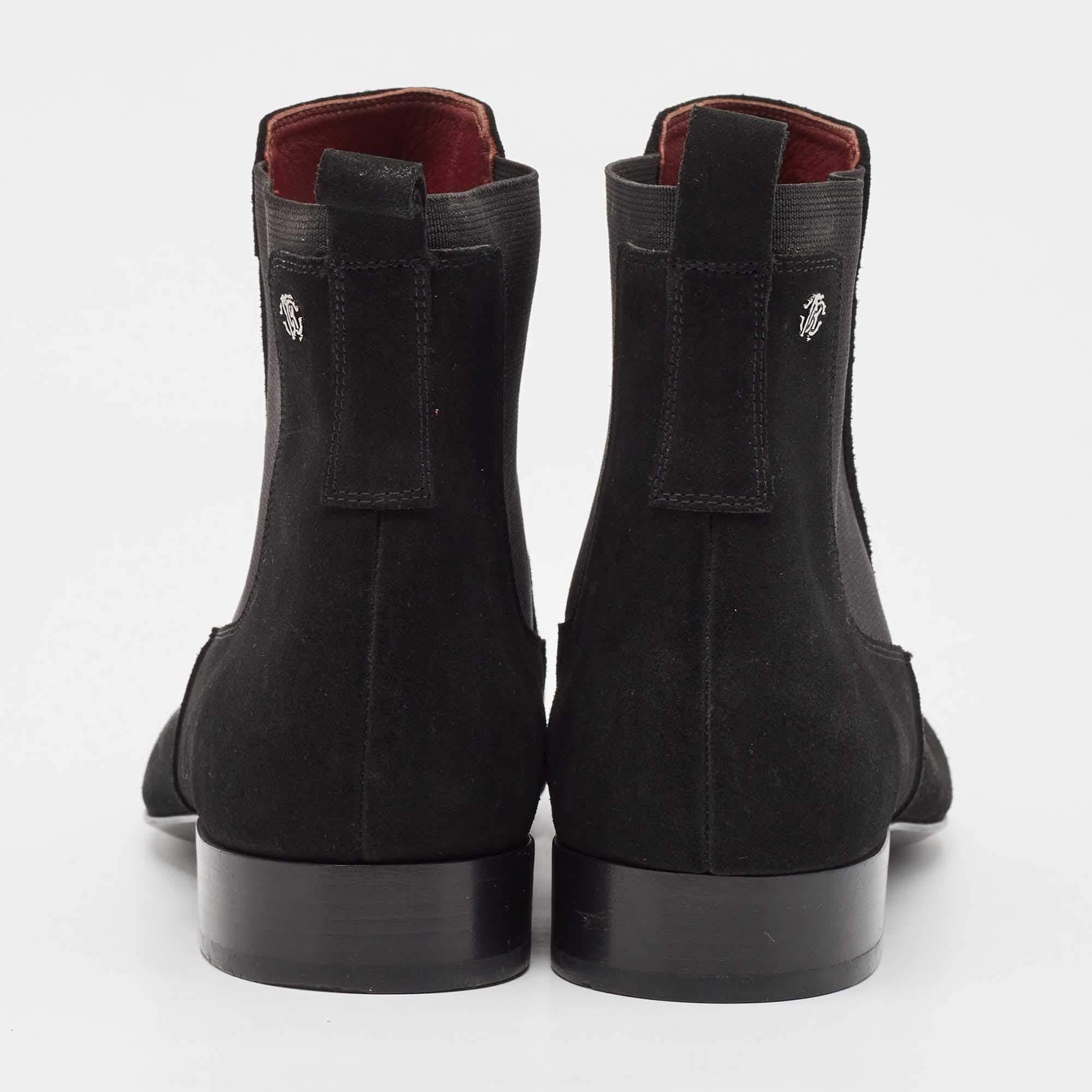 Roberto Cavalli Black Suede Ankle Length Boots Size 42 For Sale 1