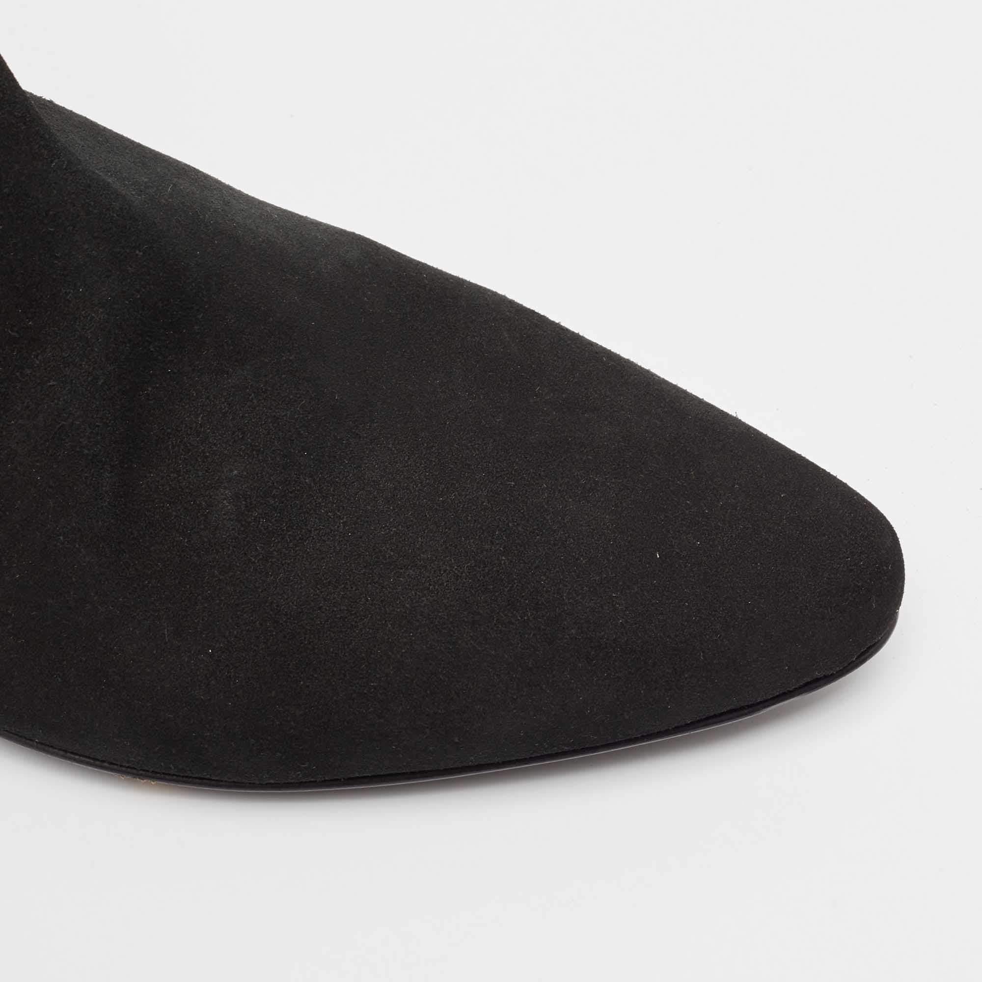 Roberto Cavalli Black Suede Ankle Length Boots Size 42 For Sale 3