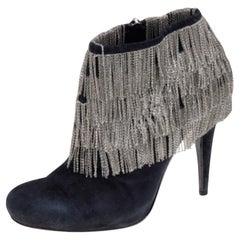 Roberto Cavalli - Bottines en daim noires avec chaîne, taille 40