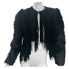 Roberto Cavalli Black Suede 
Fur Fringe Jacket, circa mid-2000s