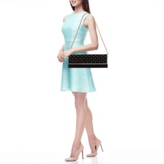 Roberto Cavalli Black Suede Studded Long Chain Clutch