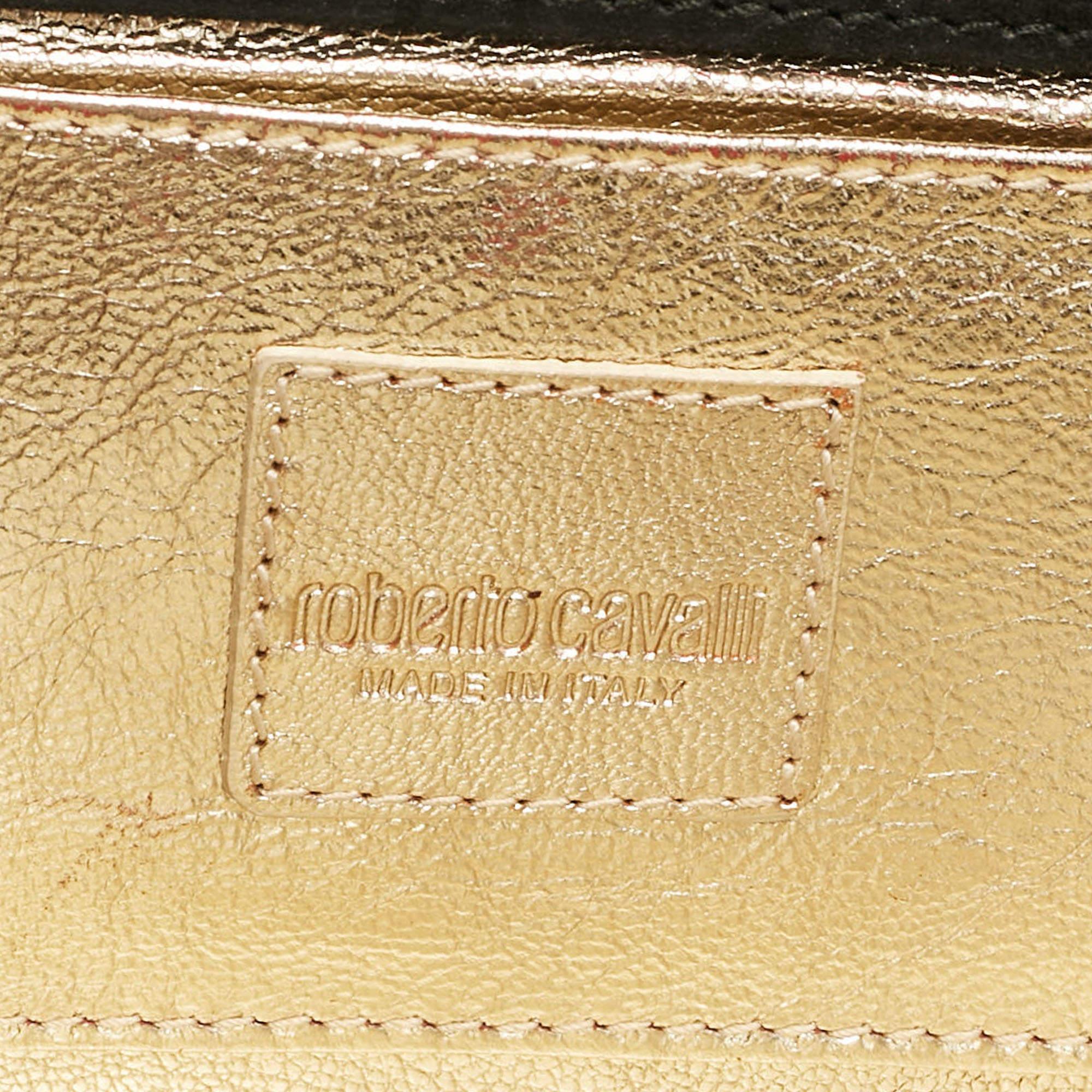 Roberto Cavalli - Pochette à longue chaîne cloutée en daim noir en vente 4