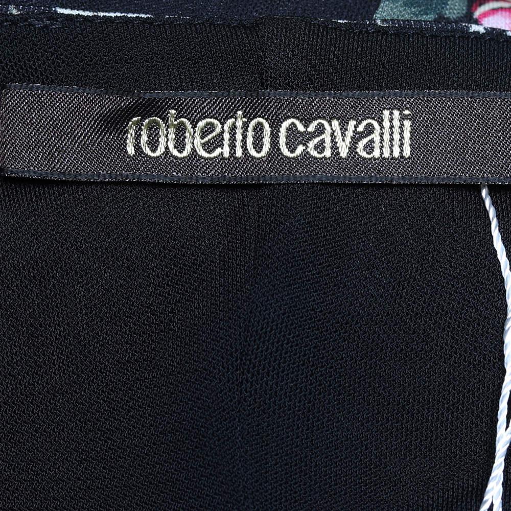 Roberto Cavalli - Robe fourreau à col bénitier en jersey imprimé cartes à cartes noires M Bon état - En vente à Dubai, Al Qouz 2