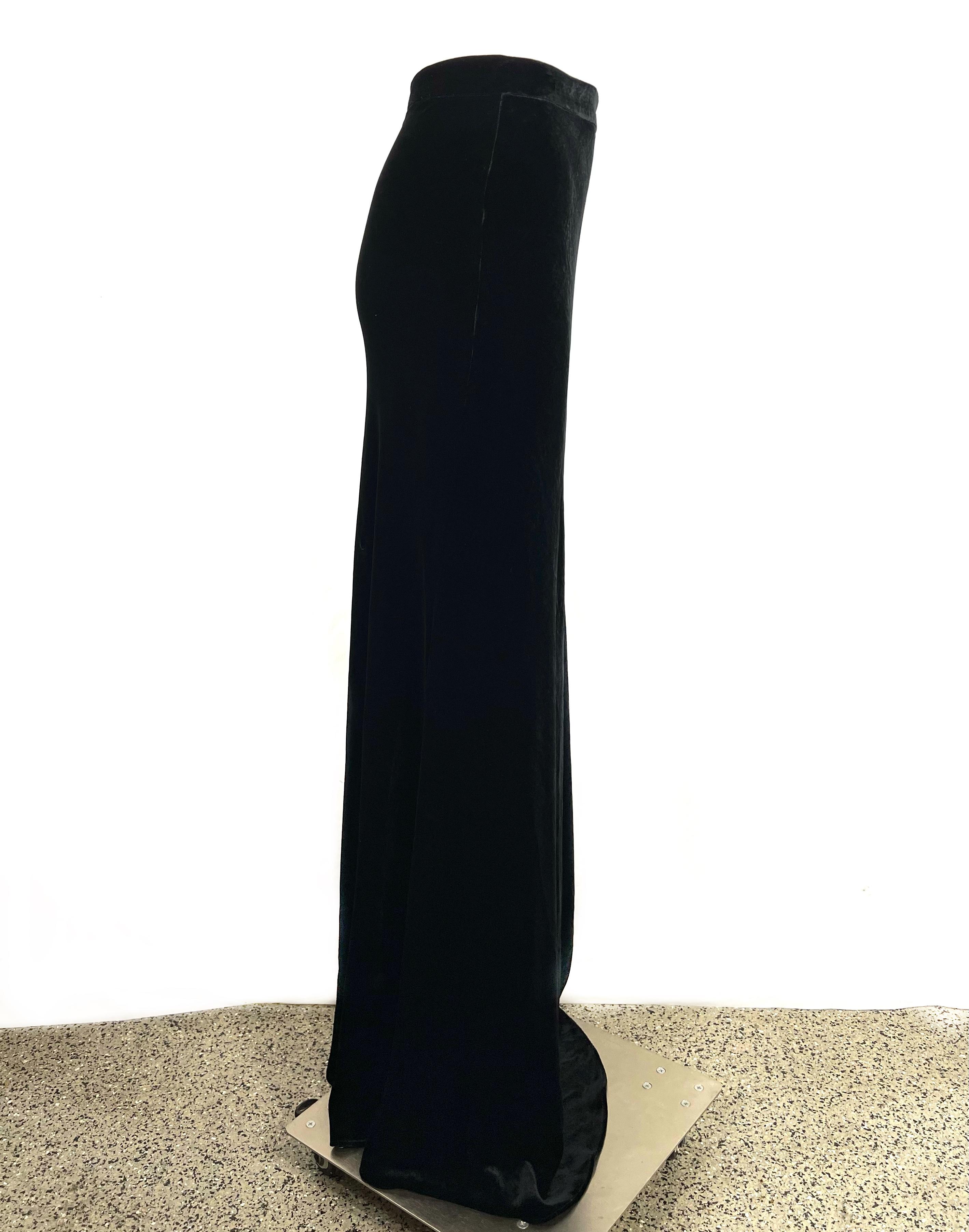 Women's Roberto Cavalli Black Velvet Maxi Evening Skirt, Size 42 For Sale