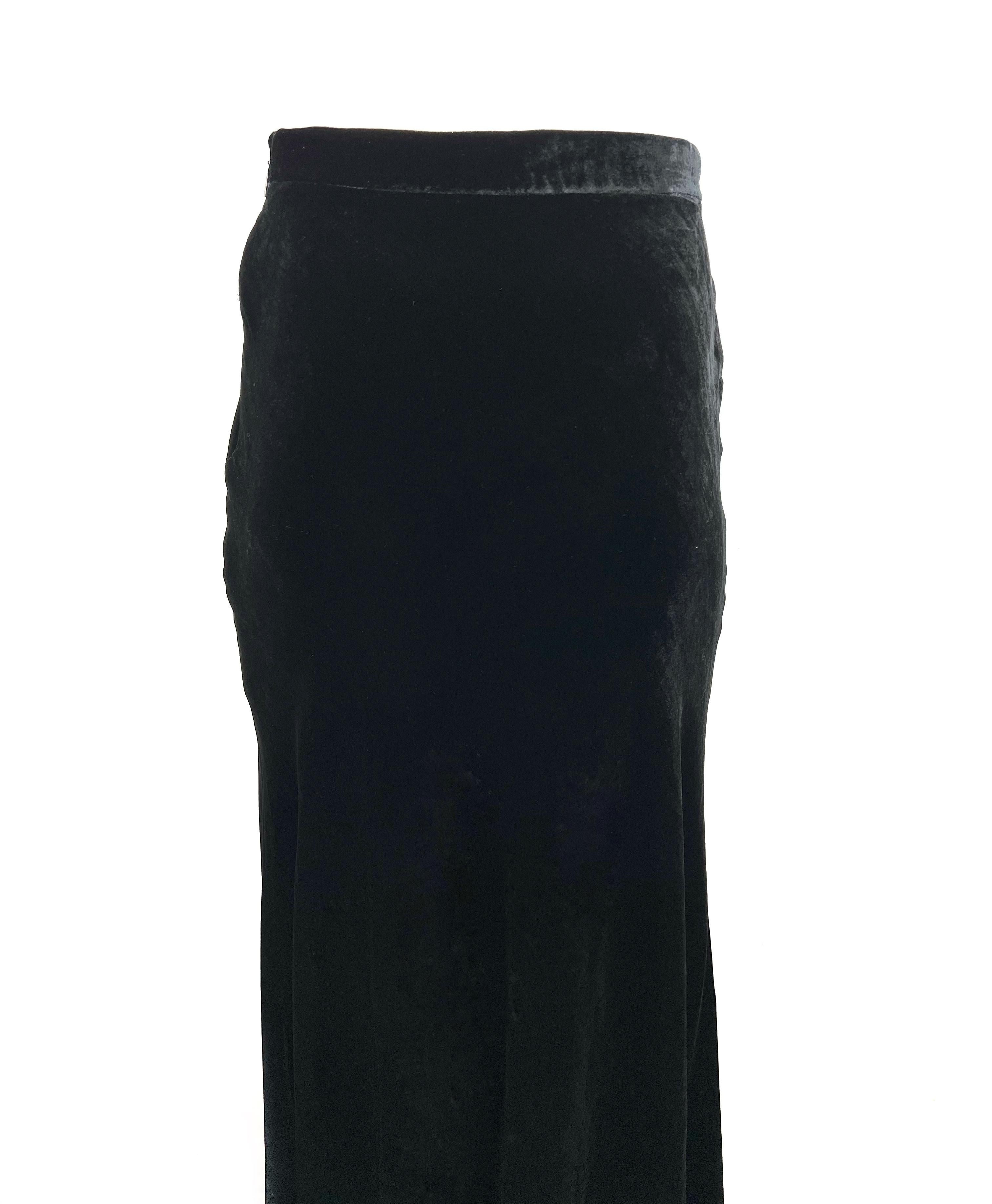 Roberto Cavalli Black Velvet Maxi Evening Skirt, Size 42 For Sale 1