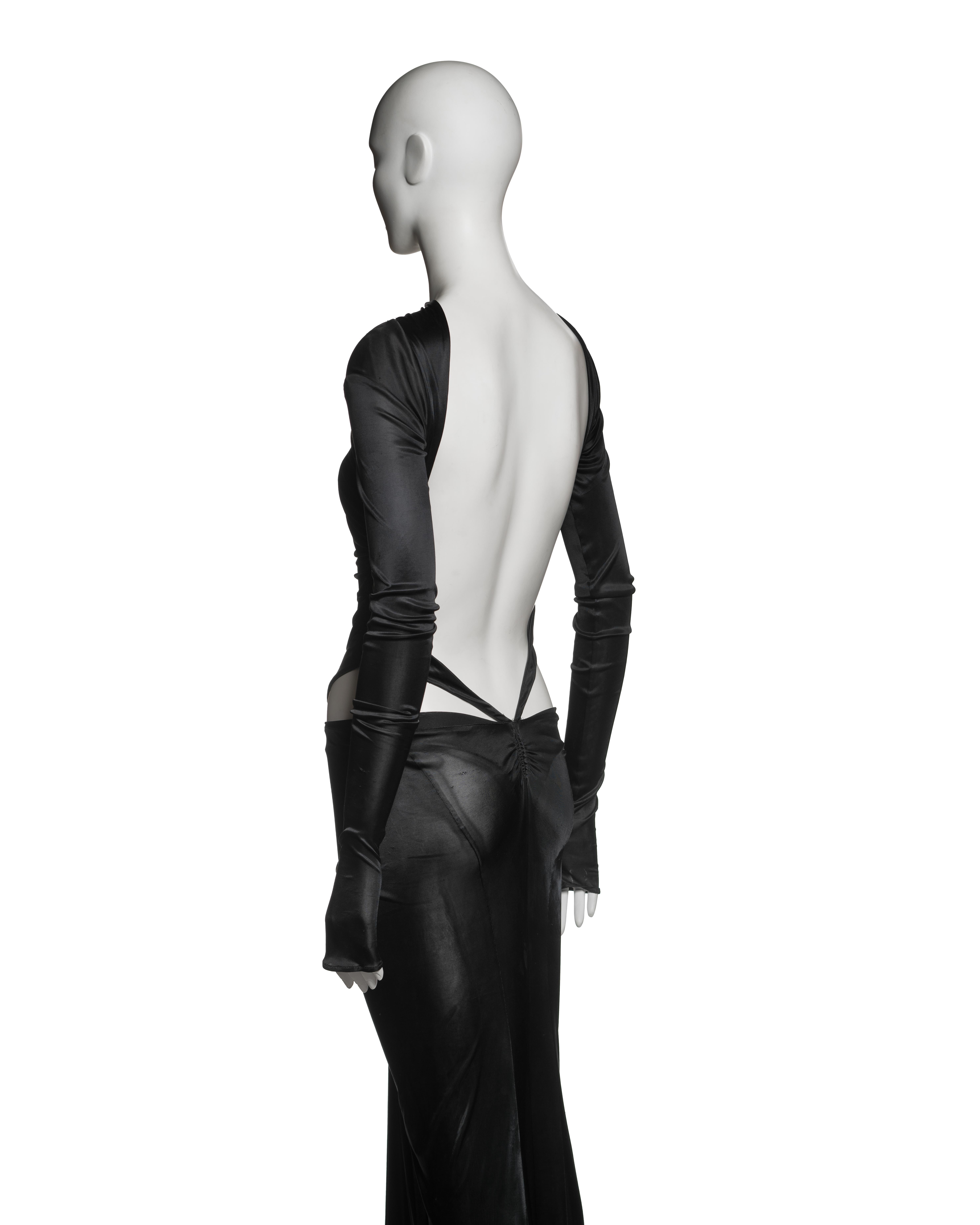 Roberto Cavalli Black Viscose Cutout Evening Dress with Ruched Seams, FW 2003 7