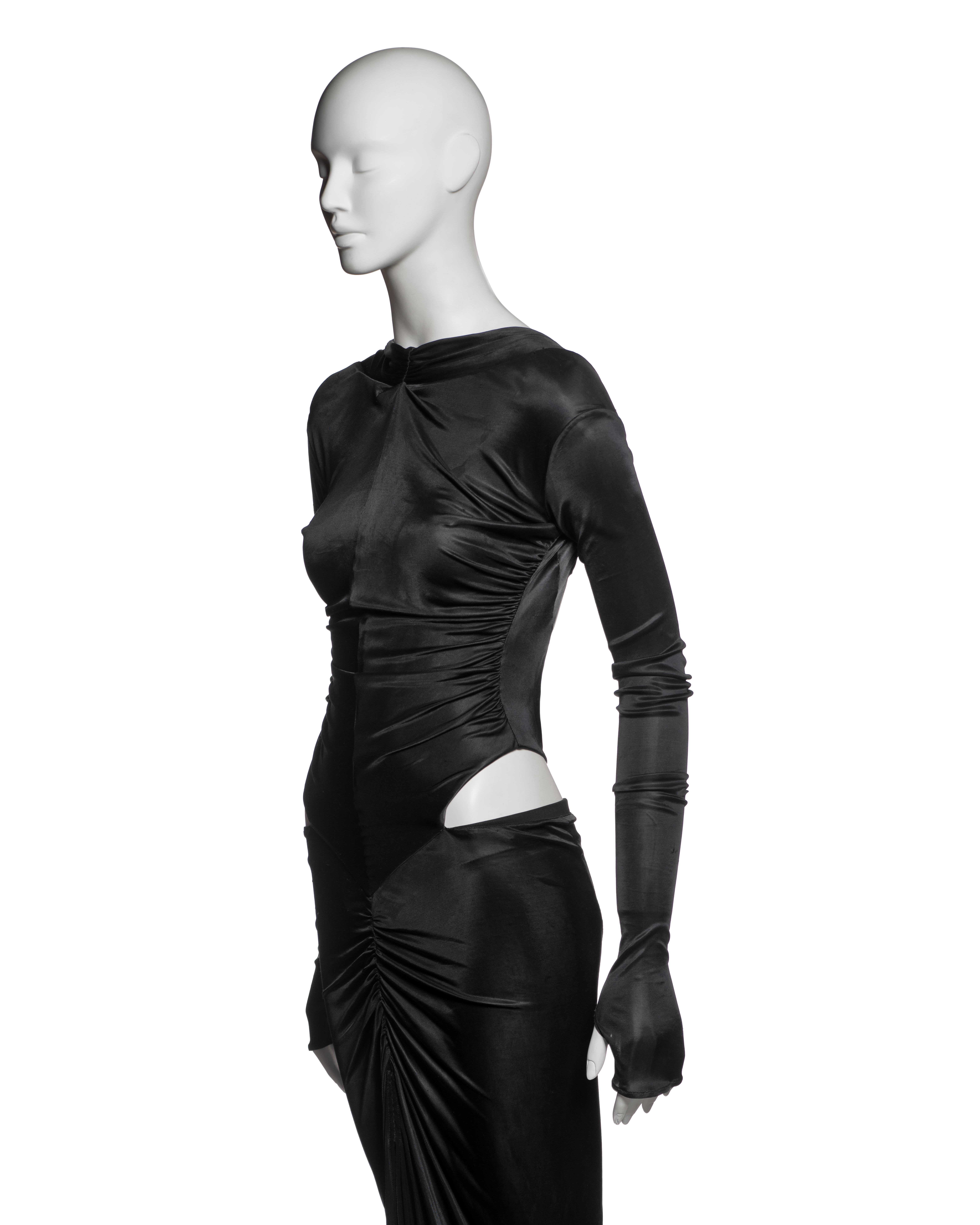Roberto Cavalli Black Viscose Cutout Evening Dress with Ruched Seams, FW 2003 9